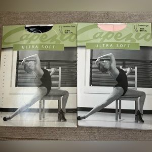 Capezio Ultra Soft Matte Semi- Opaque  Transition Tights  L/XL Blk & Ballet pink